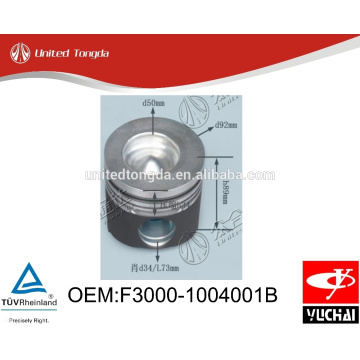 Piston d&#39;origine Yuchai moteur YC4F F3000-1004001B